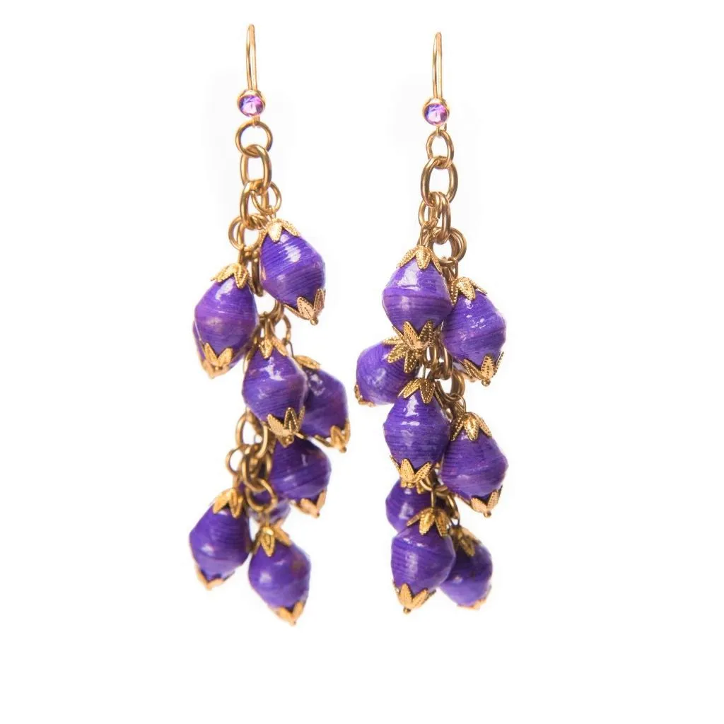 Nairobi Purple Amethyst and Paper Bead Earrings