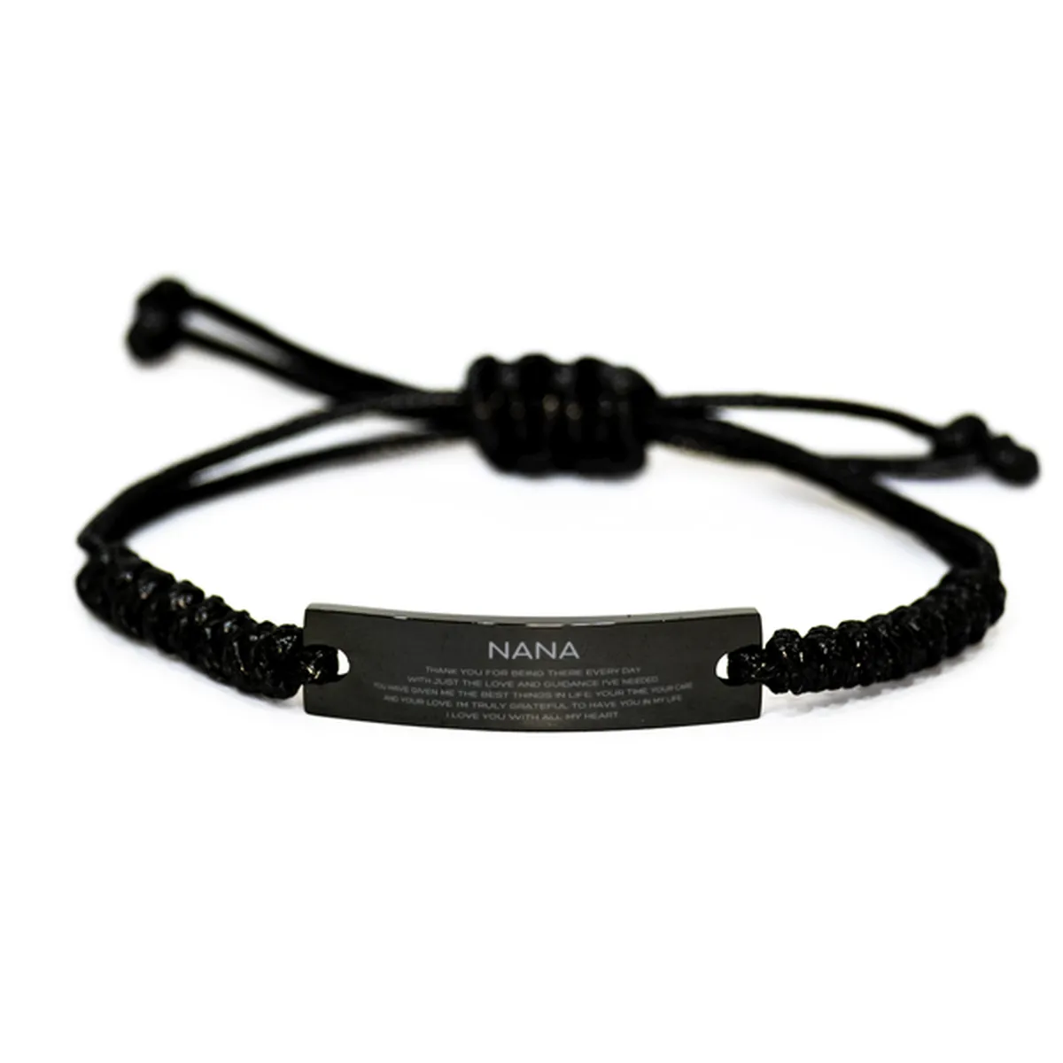 Nana Gifts, Thank you for being there every day, Thank You Gifts For Nana, Birthday Christmas Black Rope Bracelet For Nana