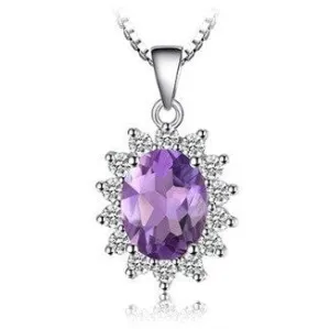 Natural Amethyst Diamond Necklace