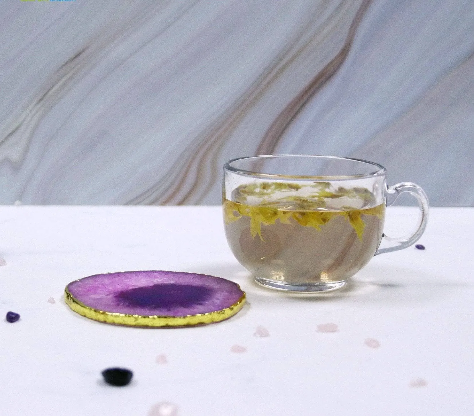 Natural Amethyst Luxury Agate Round Coasters - Black Diamonds New York