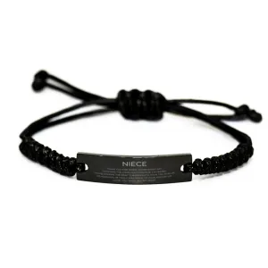 Niece Gifts, Thank you for being there every day, Thank You Gifts For Niece, Birthday Christmas Black Rope Bracelet For Niece
