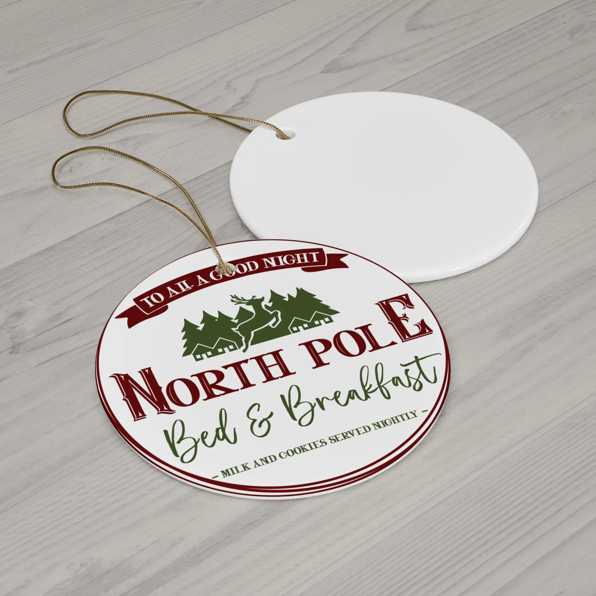 North Pole Bed And Breakfast Ceramic Disc Ornament     Item #2232811
