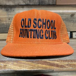 Old school hunting club vintage Orange mesh Snapback hat cap custom embroidery Made in the USA