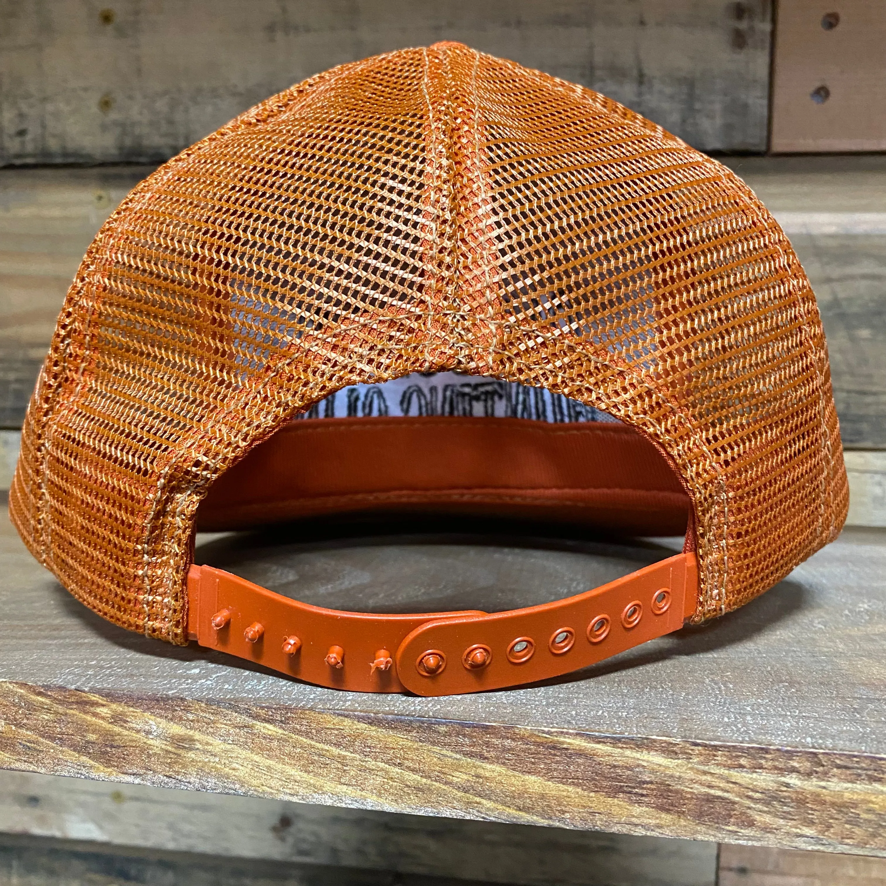 Old school hunting club vintage Orange mesh Snapback hat cap custom embroidery Made in the USA