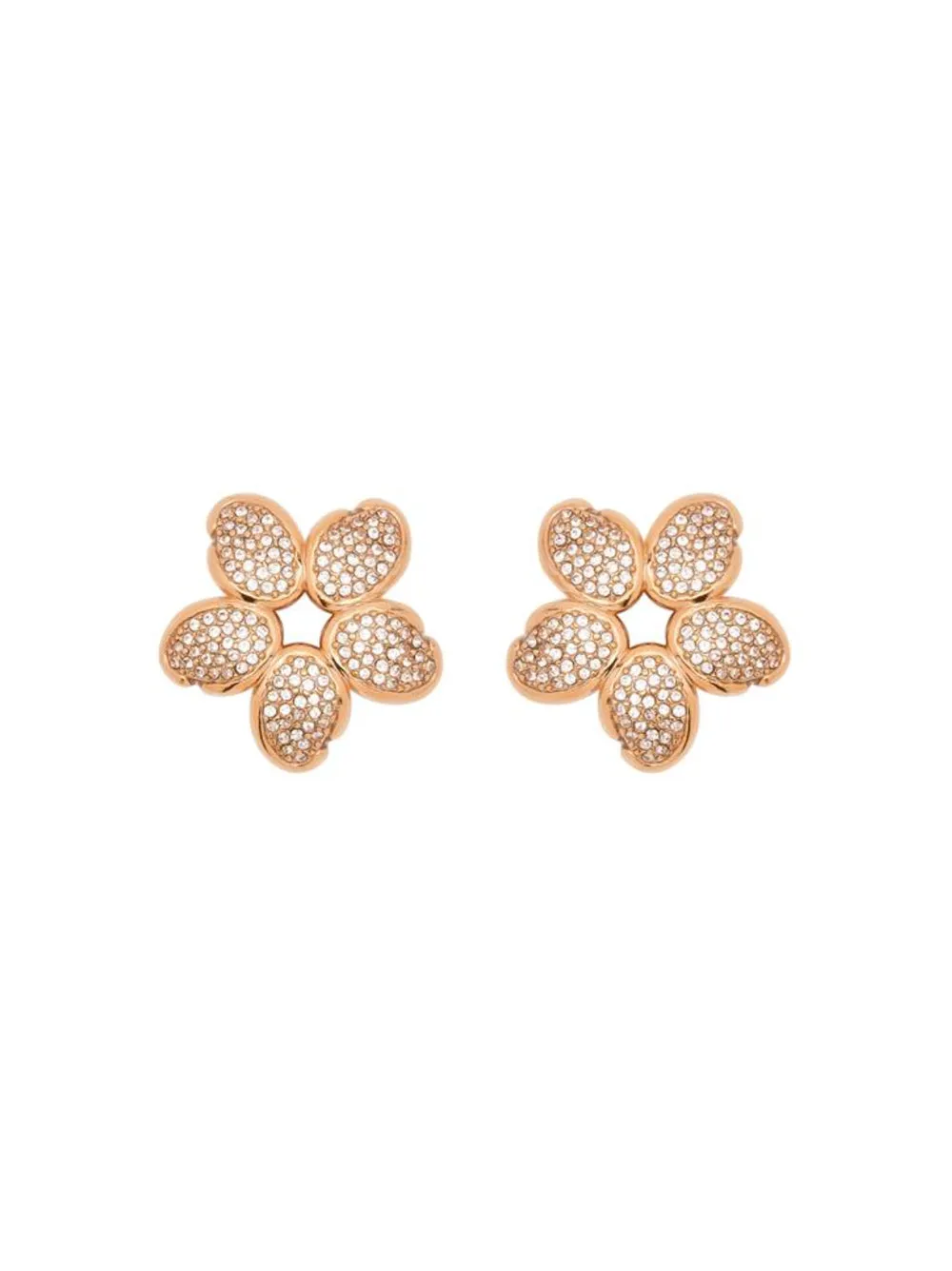 Oscar de la Renta Flower Earrings With Crystals