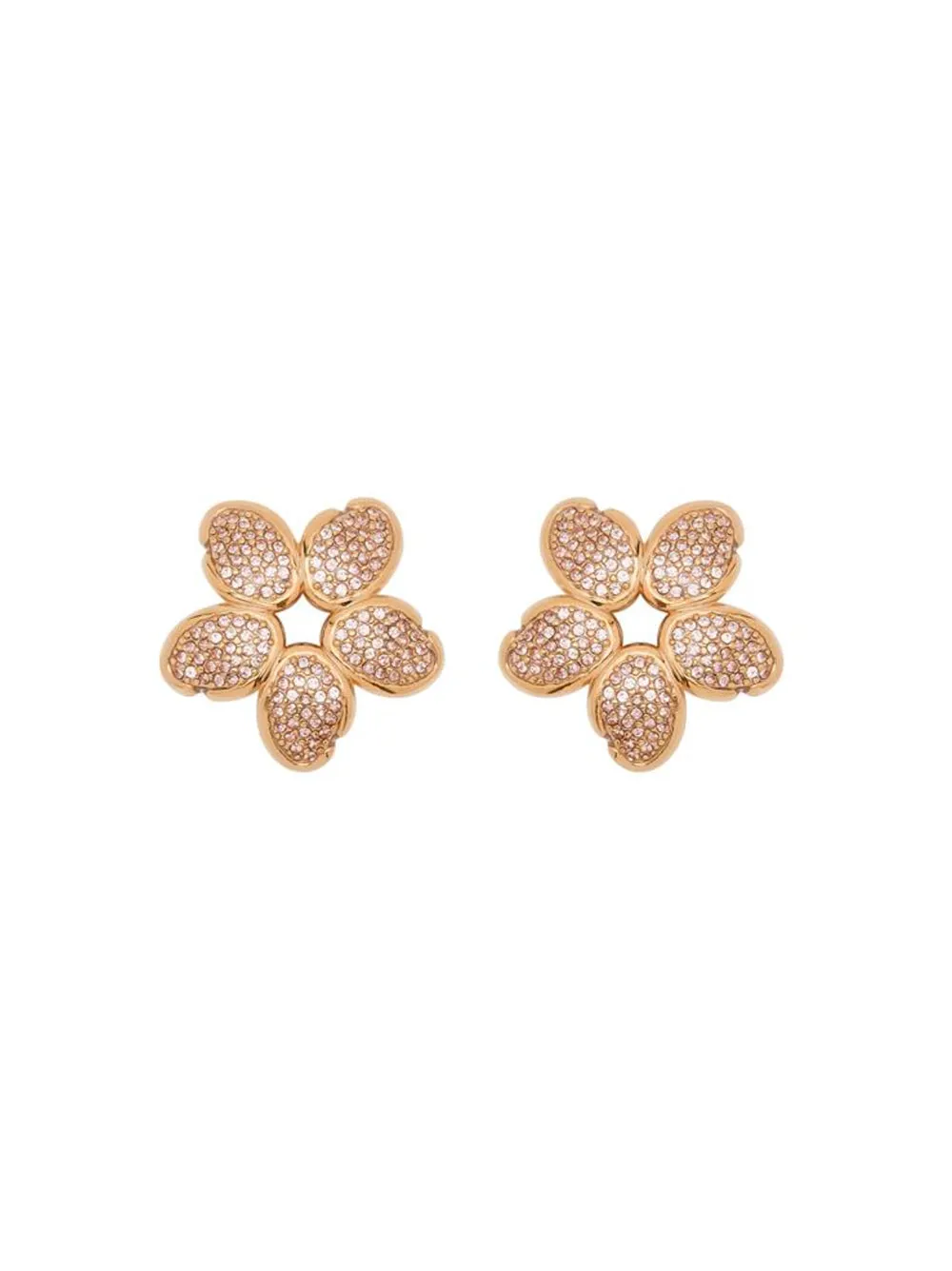 Oscar de la Renta Flower Earrings With Crystals