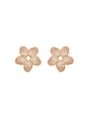 Oscar de la Renta Flower Earrings With Crystals