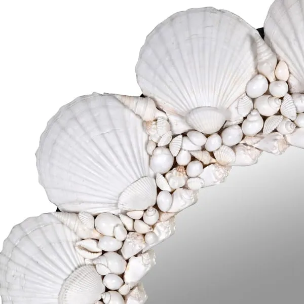 Oval Mirror with Fan Shaped Shell Detail