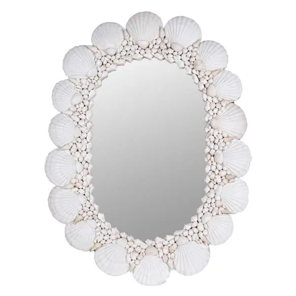 Oval Mirror with Fan Shaped Shell Detail