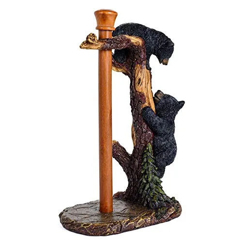Paper Towel Holder For Kitchen Counter - Black Bear Decor For Home Counter Top Paper Towel Holder - Bear Decoration Table Paper Towel Holder - Country Cabin Decor Gifts