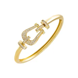 Pave CZ Horesbit Bangle Bracelet
