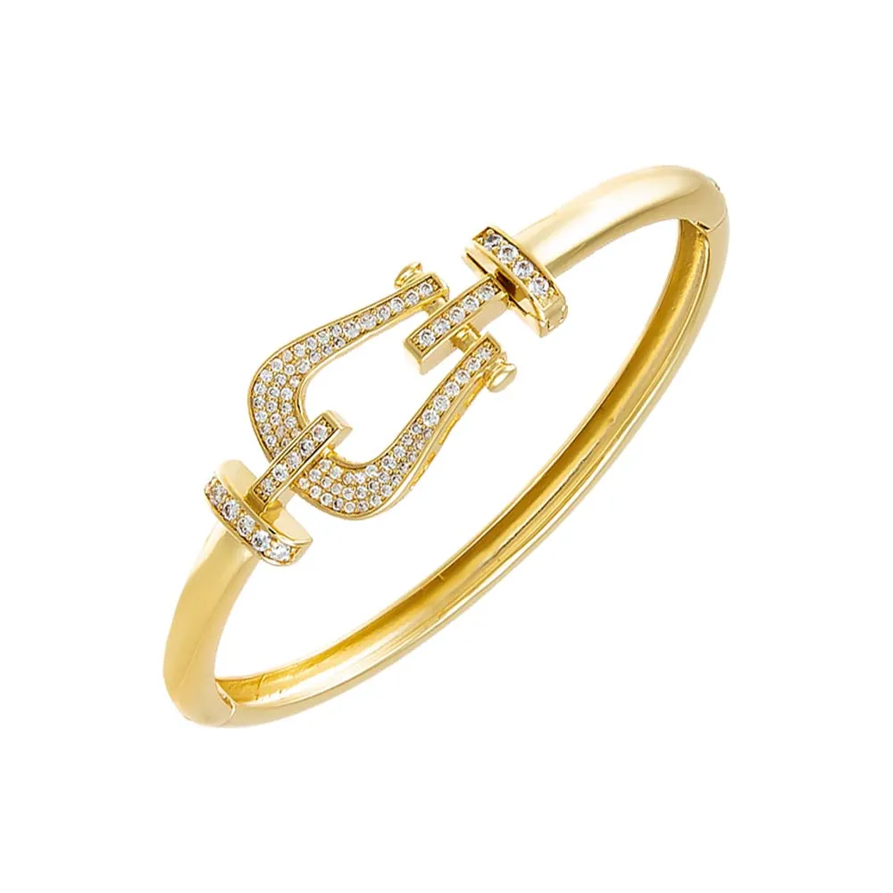 Pave CZ Horesbit Bangle Bracelet