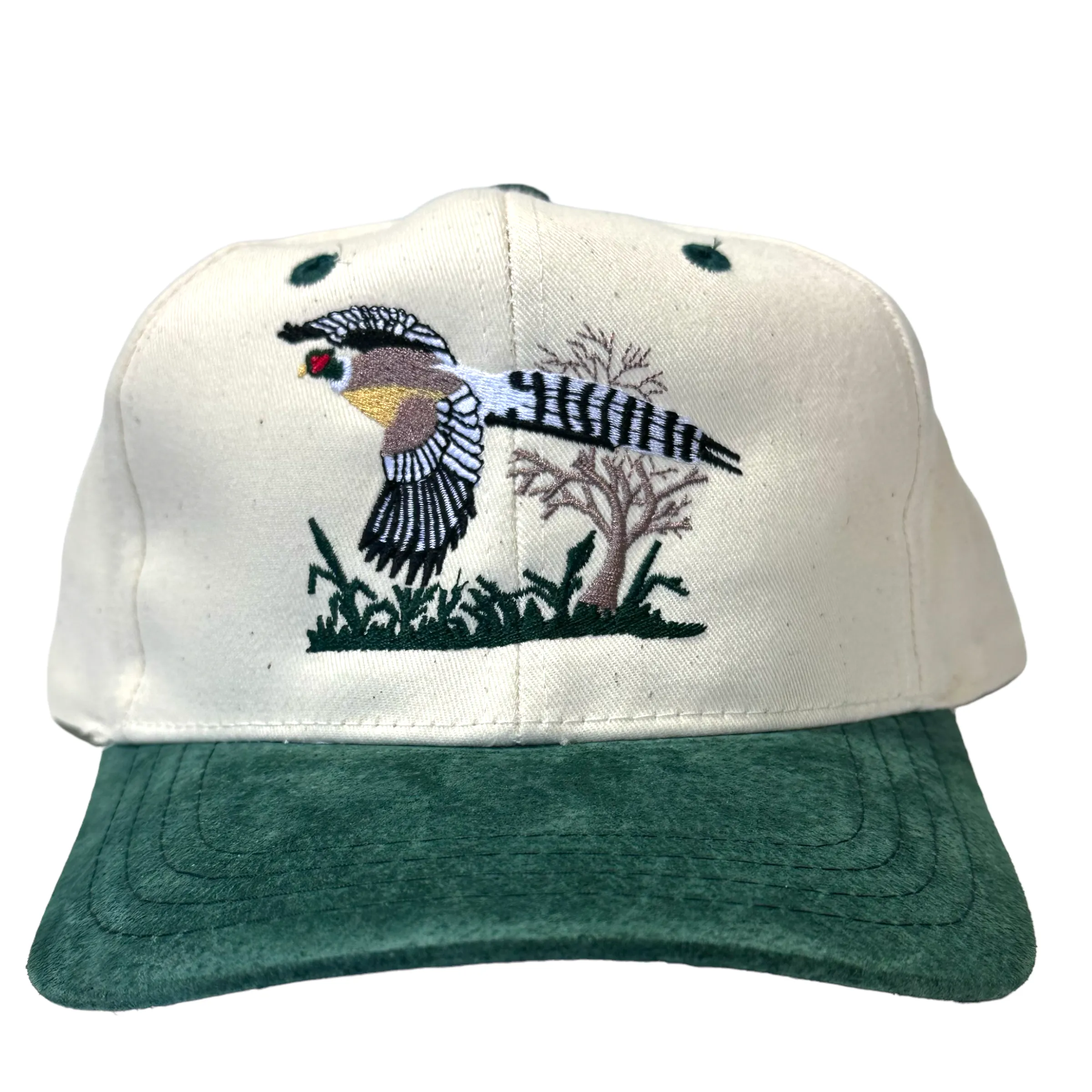 Pheasant Hunting Vintage Suede SnapBack Cap Hat Custom Embroidered