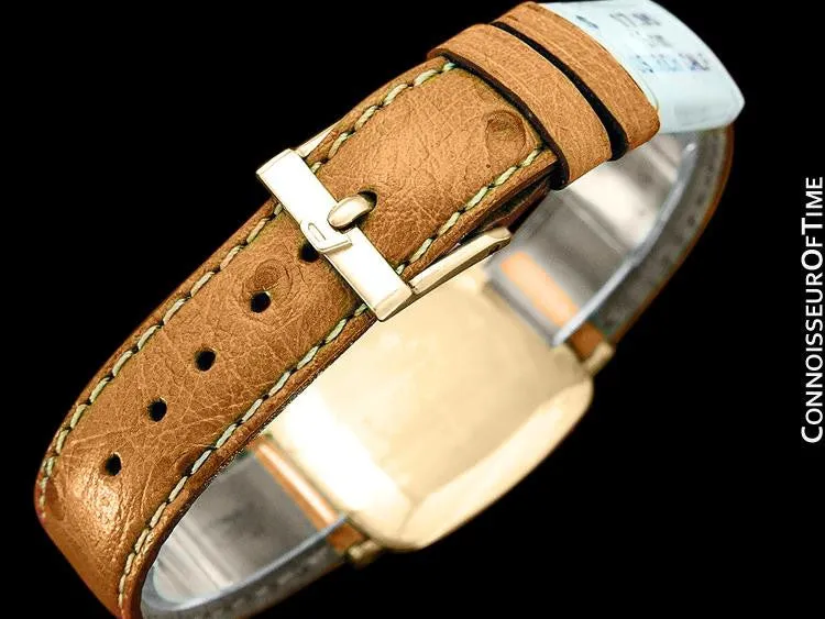 Piaget Vintage Midsize Mens Rectangular Handwound Watch with Sculptured Top - 18K Gold