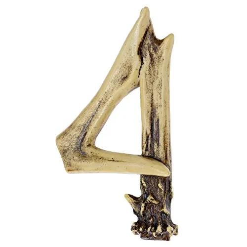 Pine Ridge Personalized Name Art 6" Antler Number "4" Home Decor - 3D Western Decorative Hanging Wall Letters, Numbers, and Symbols Decorations Deer Antler Monogram Hunting Sign Design