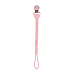 PINK BEADED SWEETIE STRAP SILICONE ONE-PIECE PACIFIER CLIP