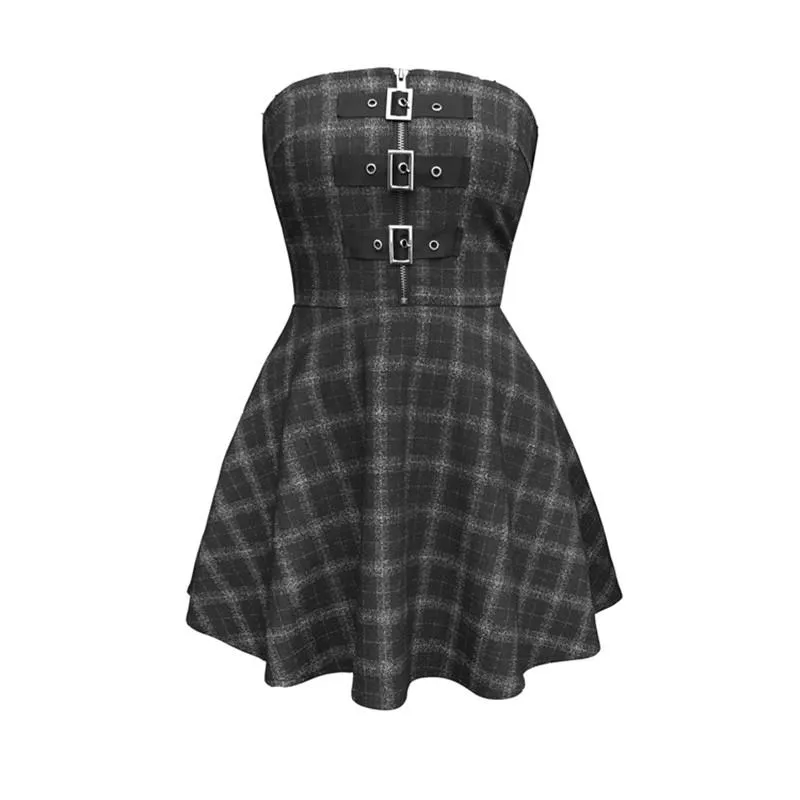 Plaid Dark Strap Dress SD01573