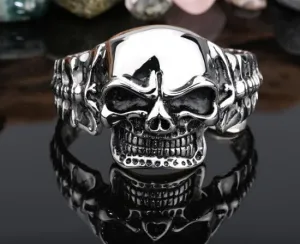 Punk Cool Men's 316L Stainless Steel Huge Heavy Skeleton Skull Bangle Gothic Mens Biker Rocker Punk Bracelet Bangle Cuff Jewelry