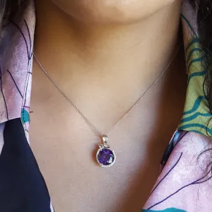"Nadia" 14k White Gold AZ Amethyst Pendant