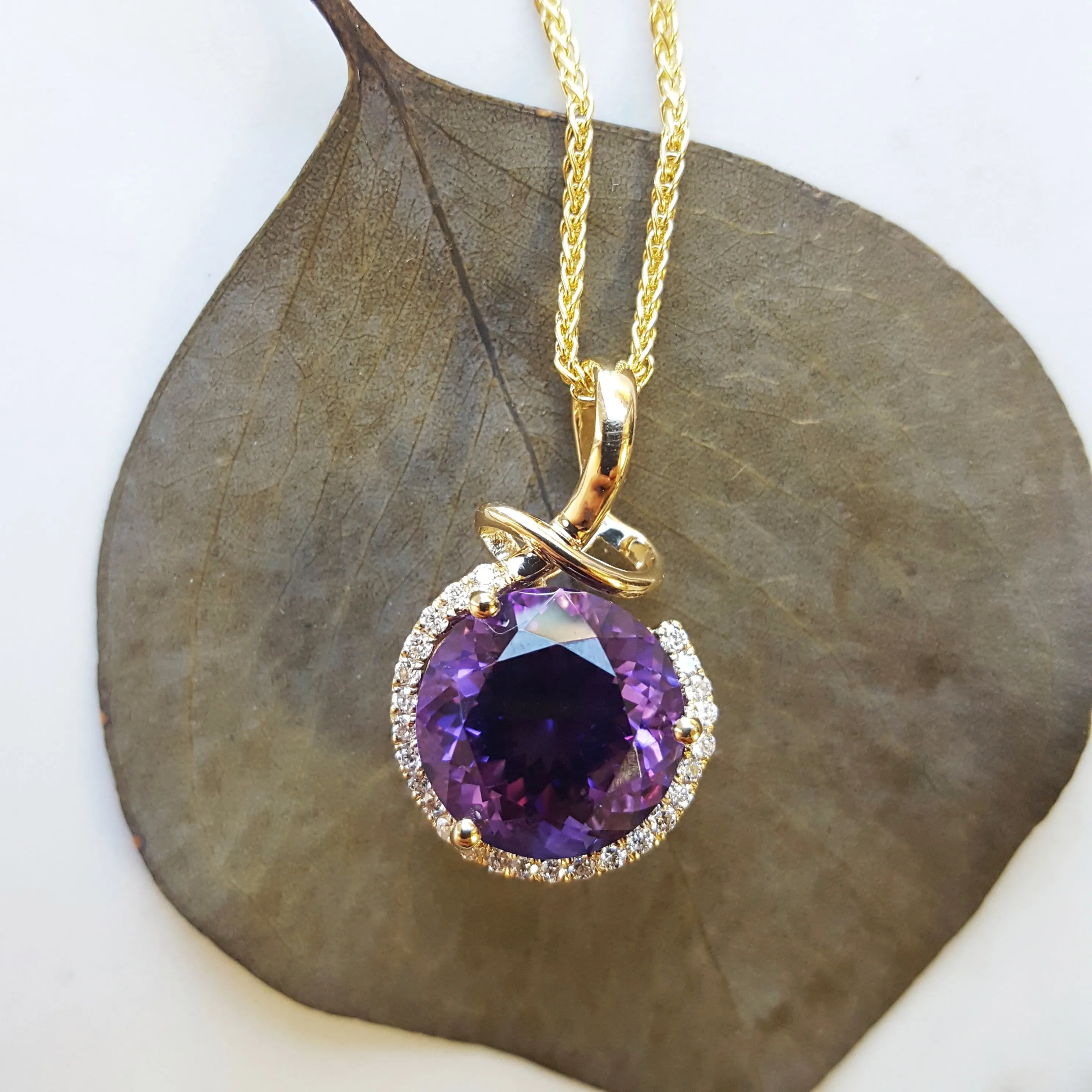 "Nadia" 14k Yellow Gold AZ Amethyst Pendant