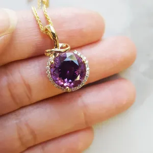 "Nadia" 14k Yellow Gold AZ Amethyst Pendant