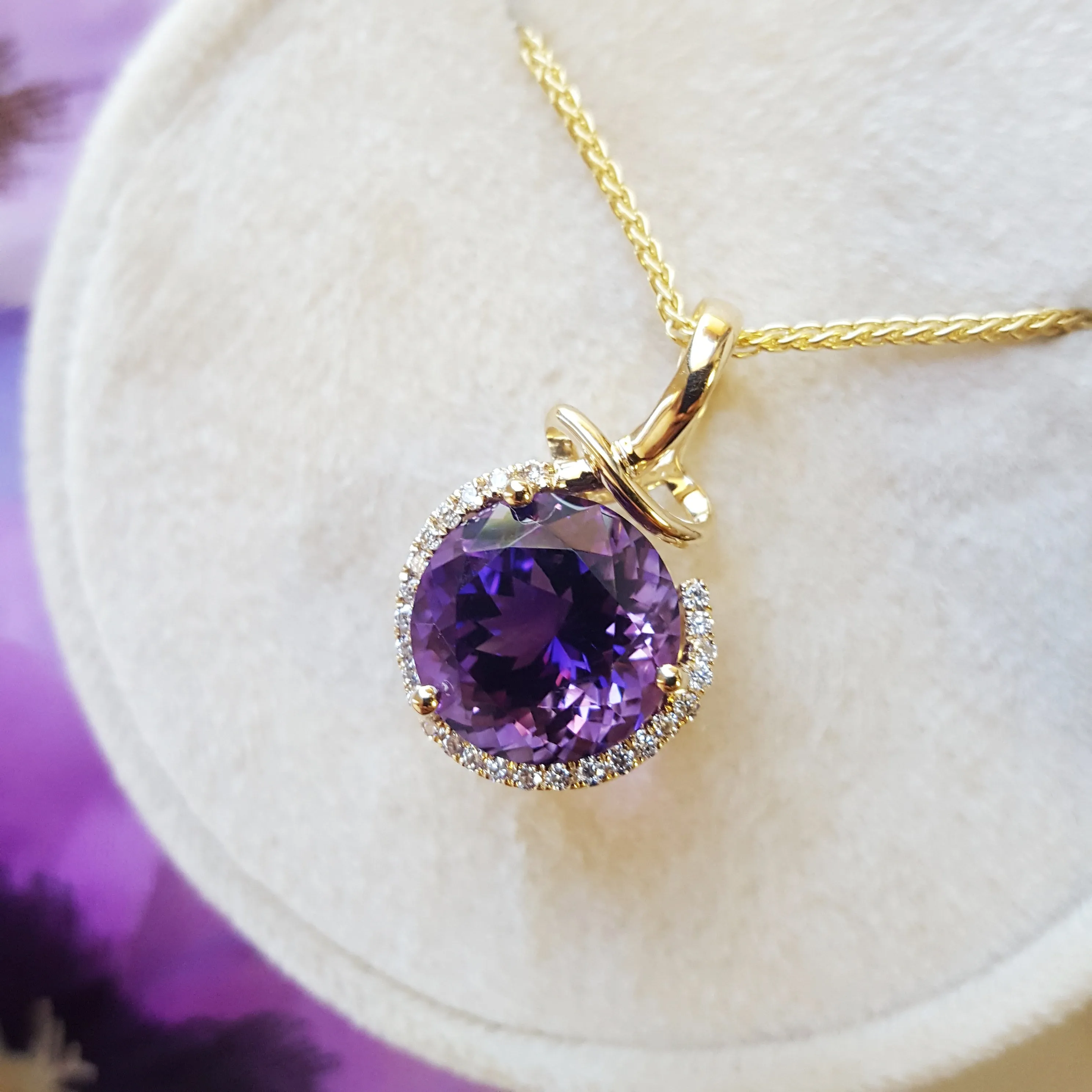 "Nadia" 14k Yellow Gold AZ Amethyst Pendant