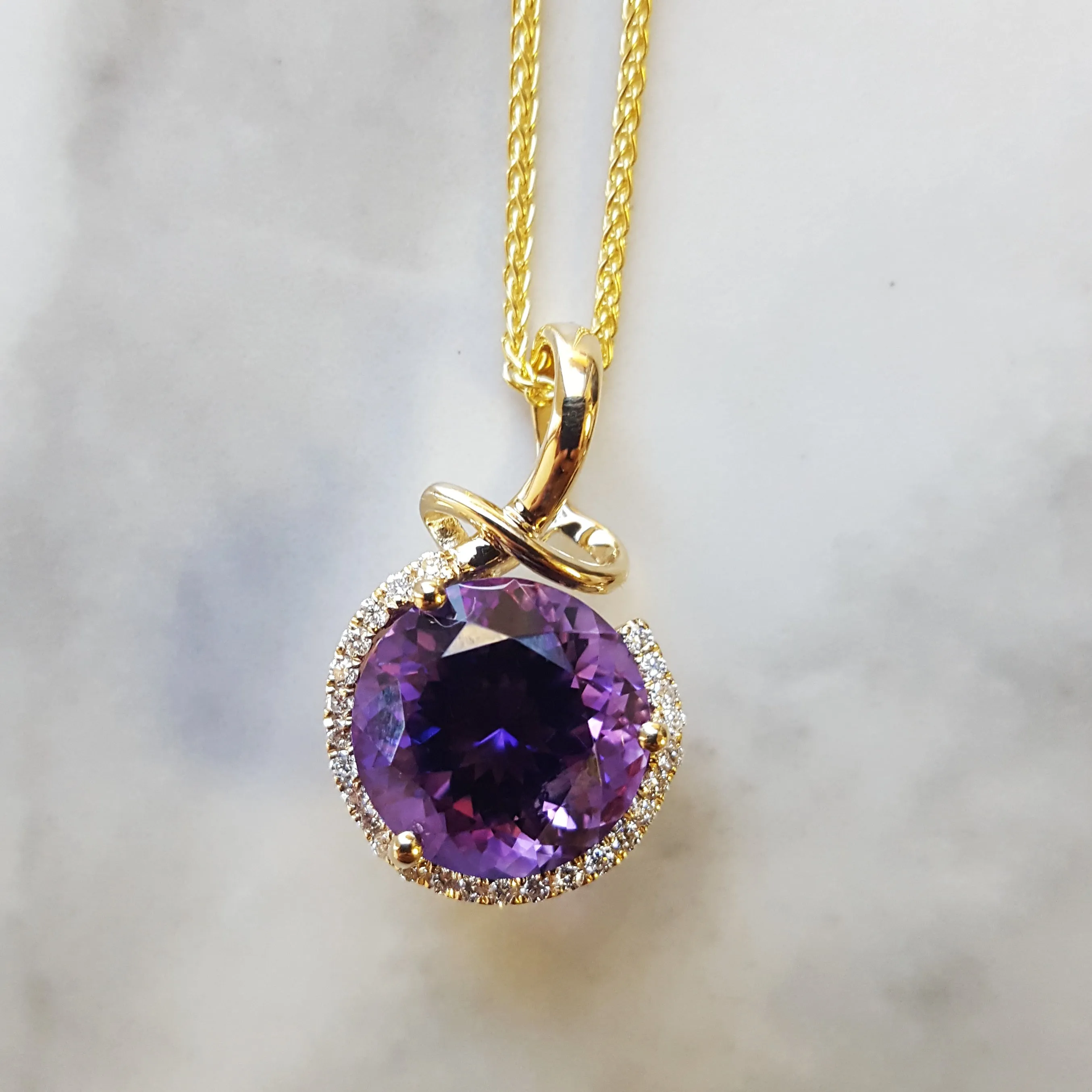 "Nadia" 14k Yellow Gold AZ Amethyst Pendant