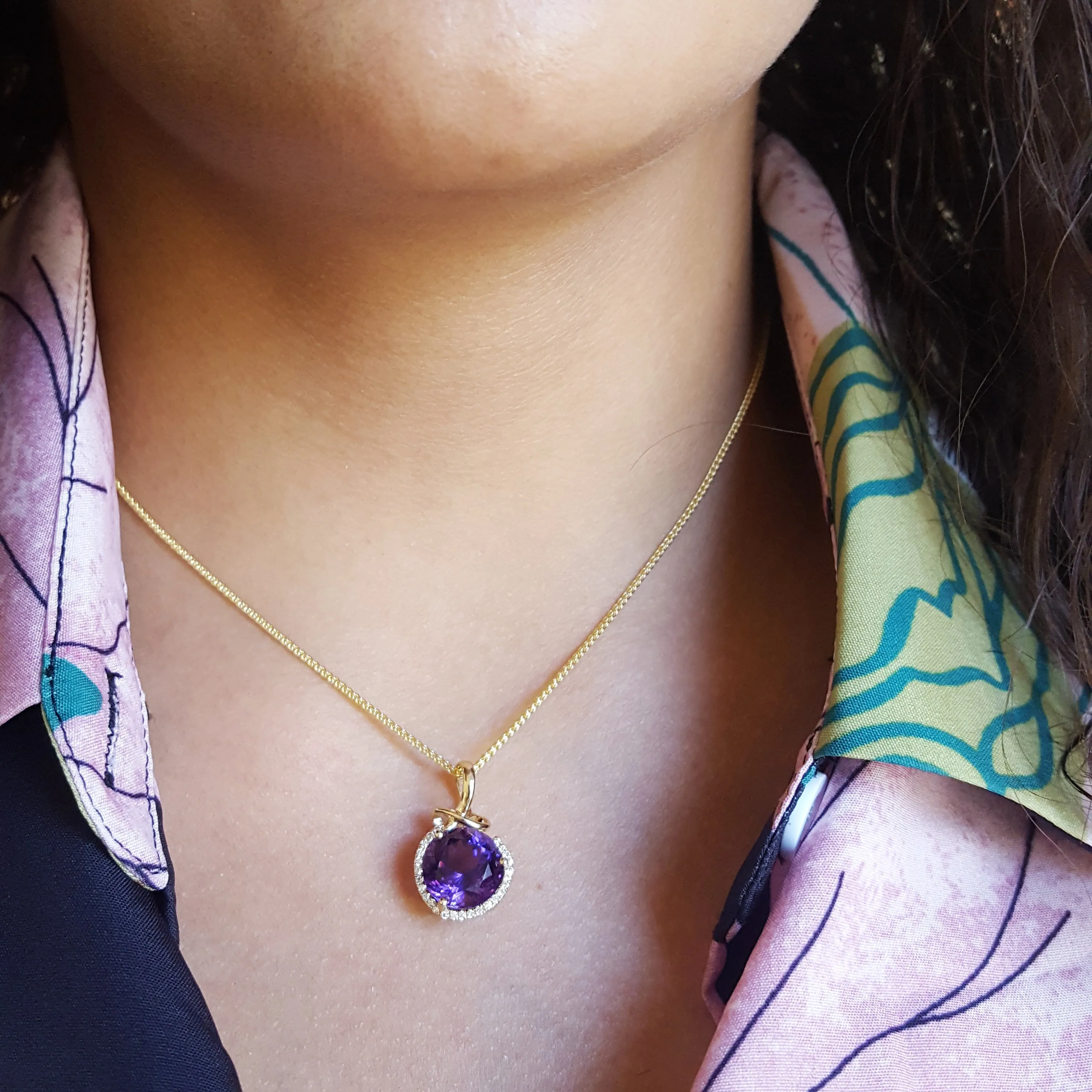 "Nadia" 14k Yellow Gold AZ Amethyst Pendant