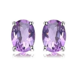 Real Amethyst Stud Earrings