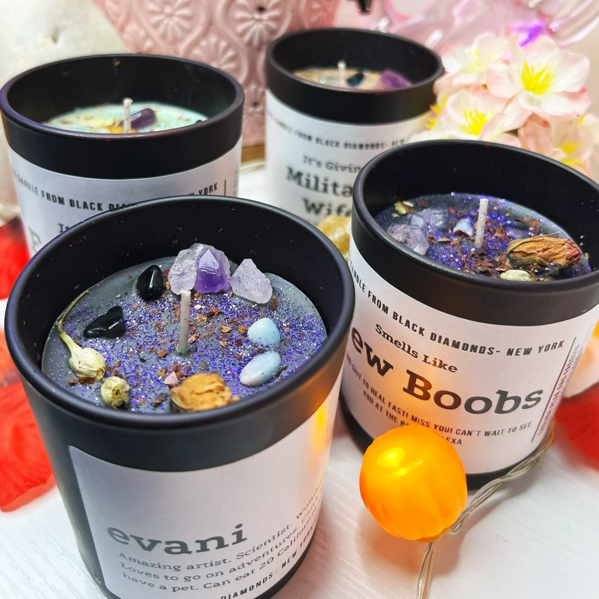Red Delicious Natural Crystal Personalize Candle Luxury Gift Set