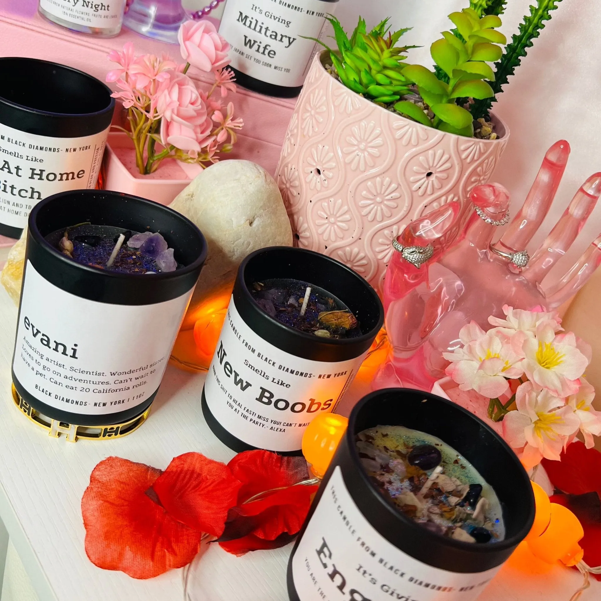 Red Delicious Natural Crystal Personalize Candle Luxury Gift Set