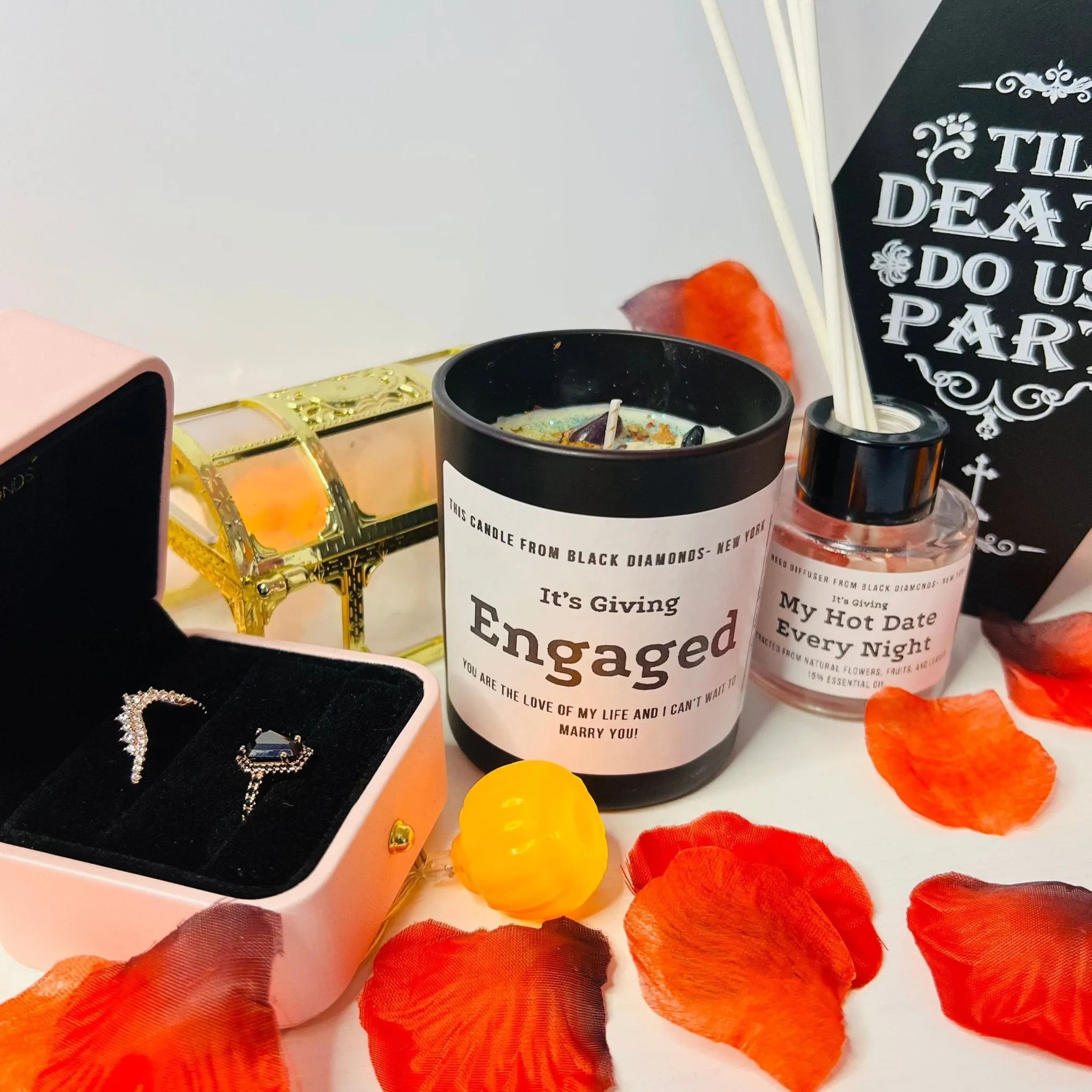 Red Delicious Natural Crystal Personalize Candle Luxury Gift Set
