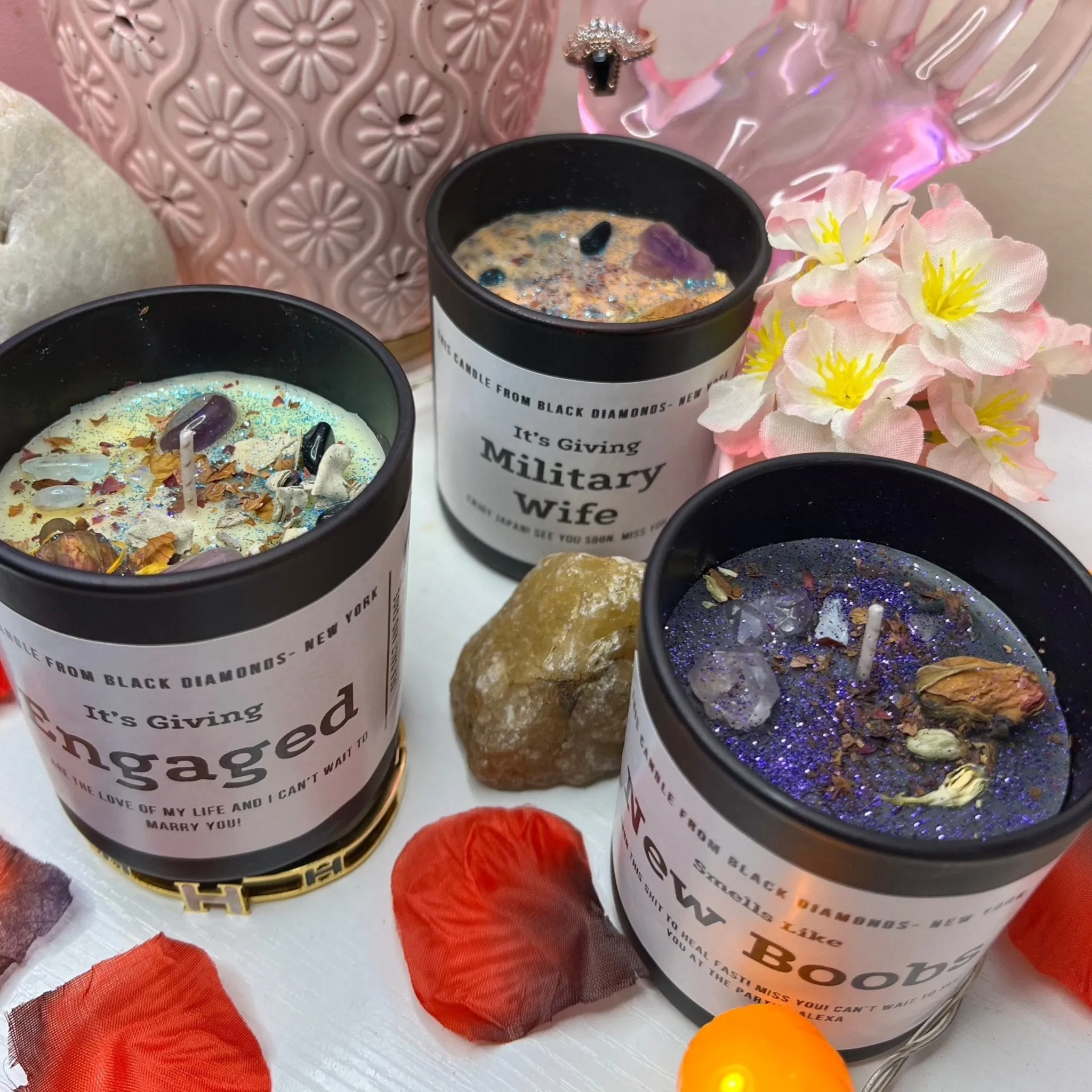 Red Delicious Natural Crystal Personalize Candle Luxury Gift Set