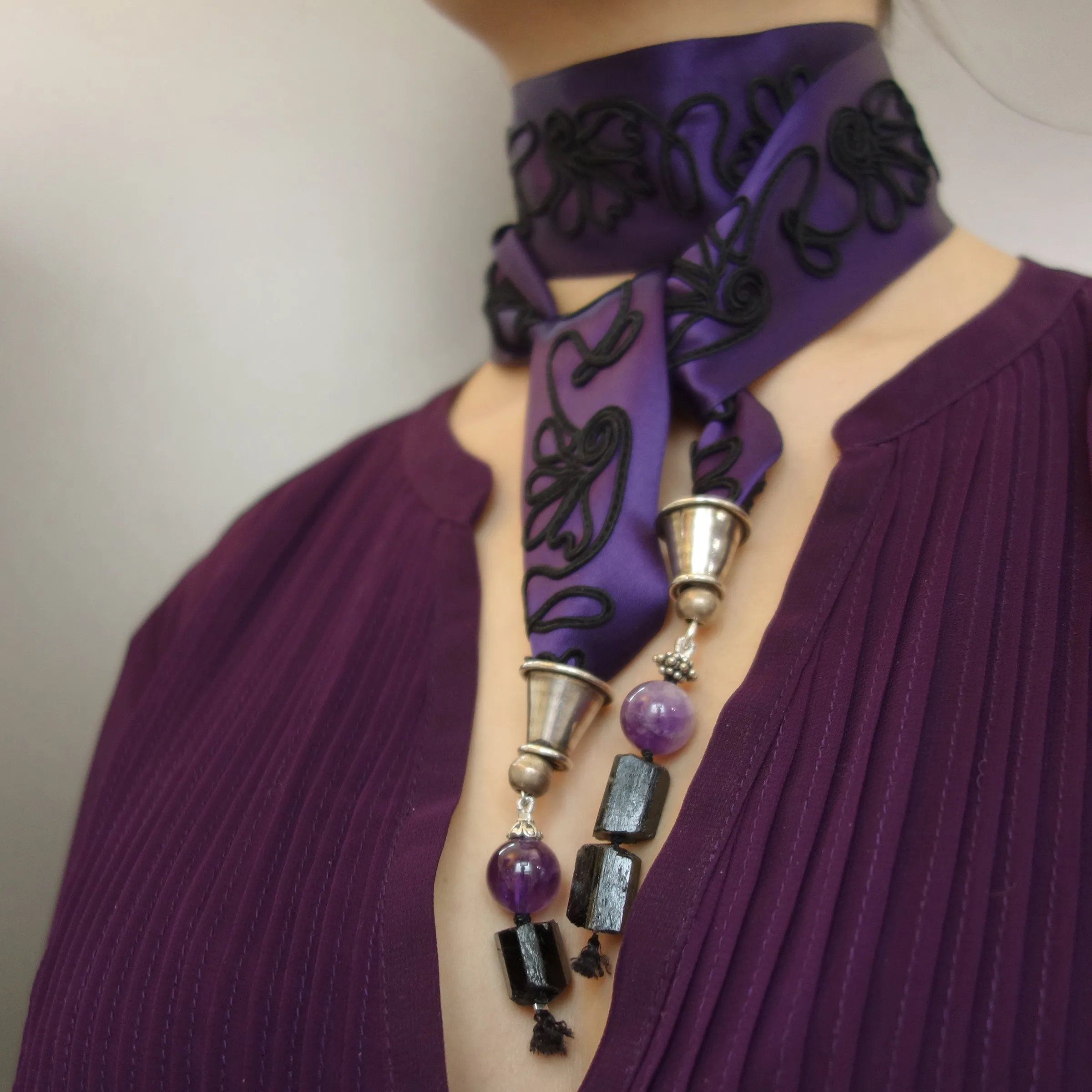 Regal Royal Purple amethyst and black tourmaline