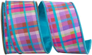 Reliant 2.5" Plaid Bright Deluxe: Turquoise, Pink (10 Yards) 94510W-913-40F