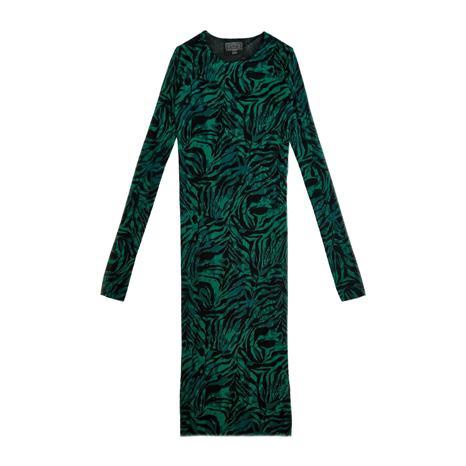 Reversible Zebra-Print Mesh Dress in Green & Black