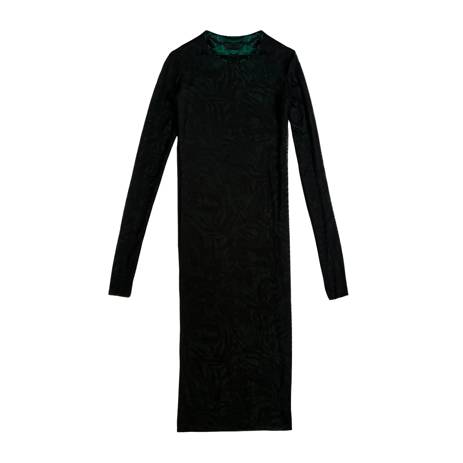 Reversible Zebra-Print Mesh Dress in Green & Black
