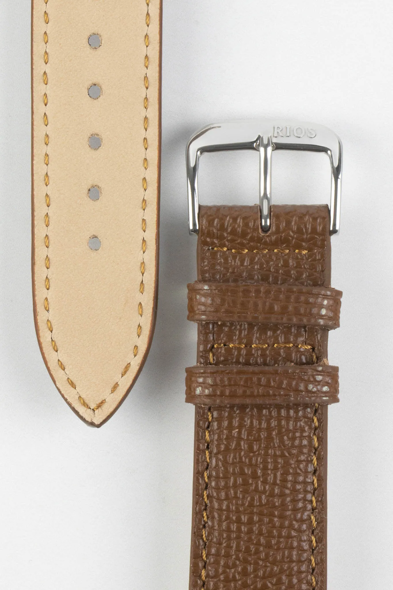 RIOS1931 FRENCH Leather Watch Strap in TOBACCO
