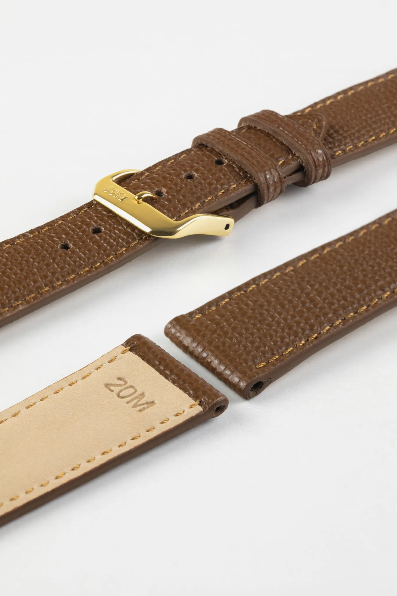 RIOS1931 FRENCH Leather Watch Strap in TOBACCO