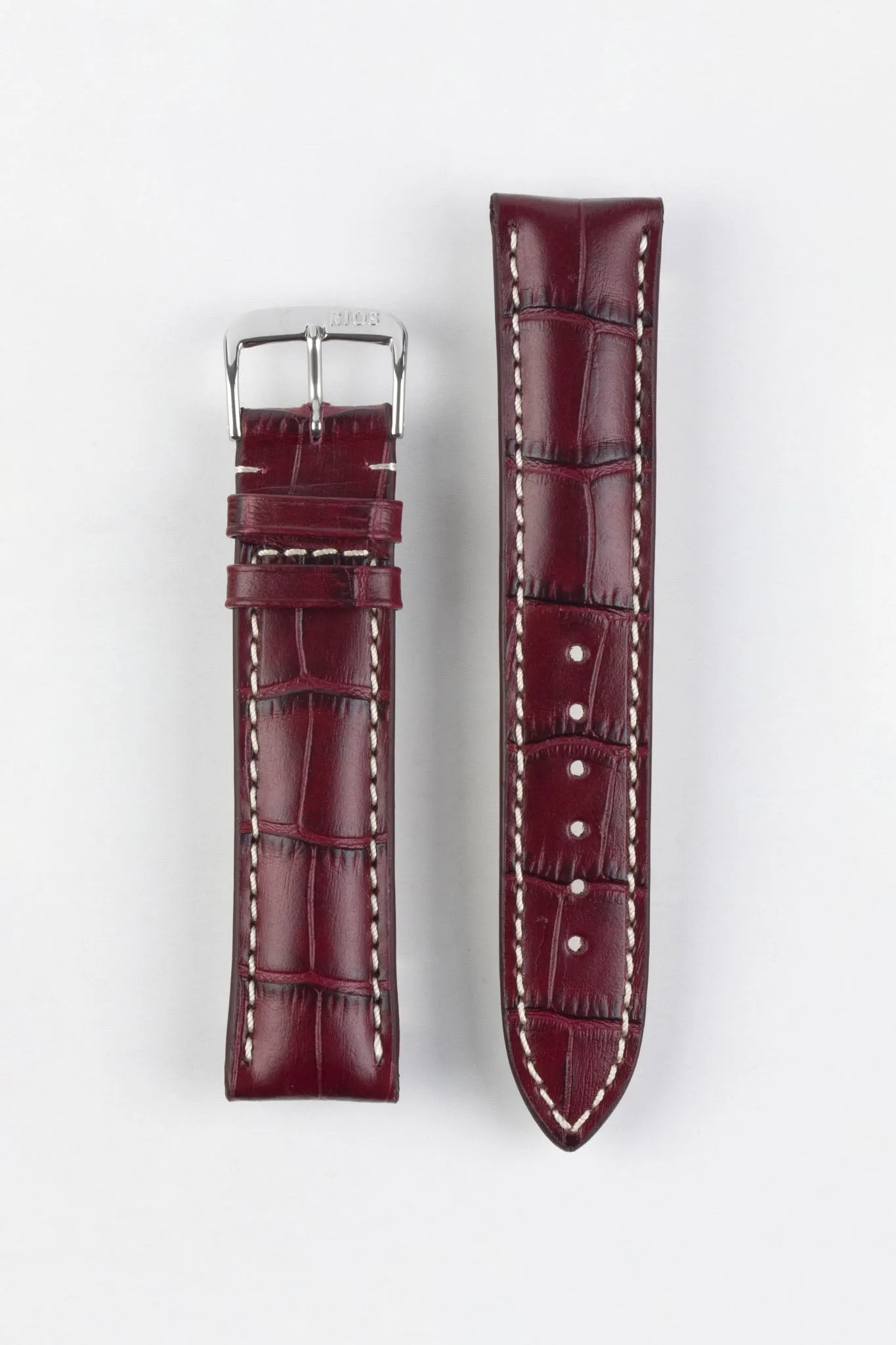 RIOS1931 NEW ORLEANS Alligator-Embossed Leather Watch Strap in BURGUNDY