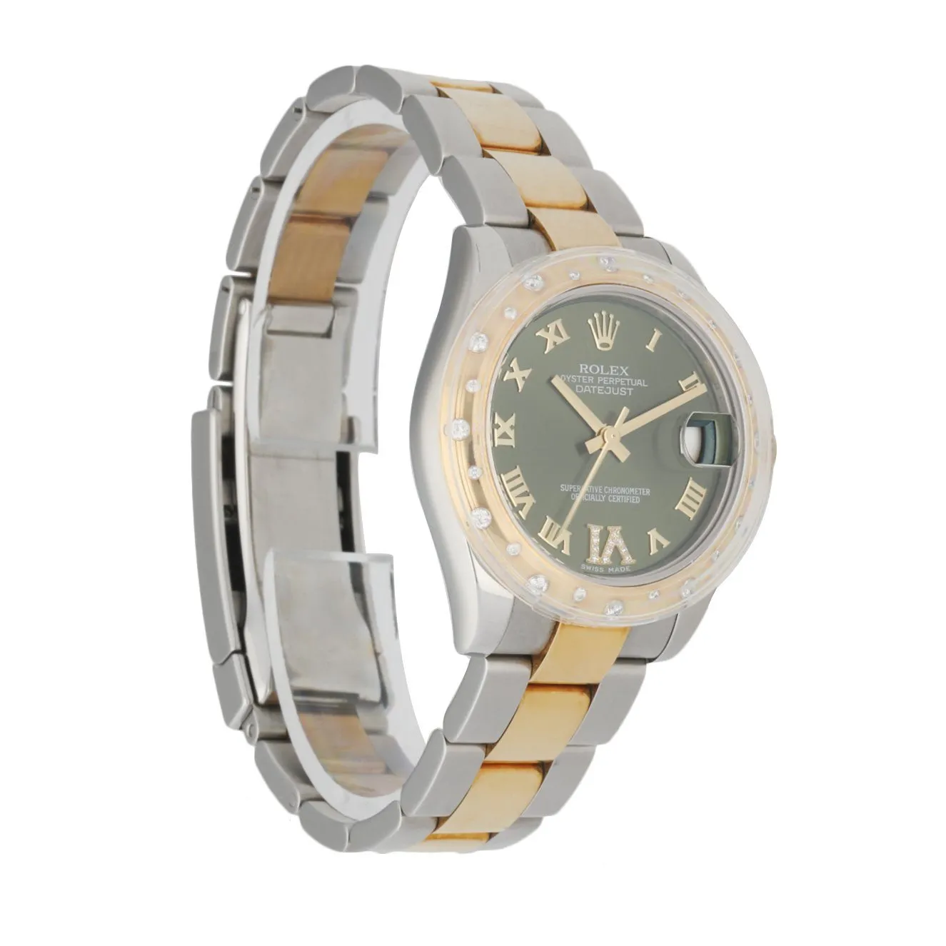 Rolex Datejust 178343 18K Yellow Gold Bezel W/Diamonds Ladies Box & Papers