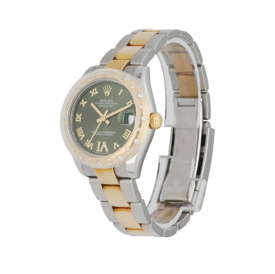 Rolex Datejust 178343 18K Yellow Gold Bezel W/Diamonds Ladies Box & Papers
