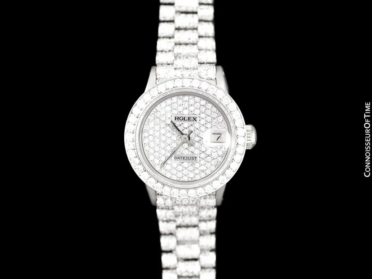 Rolex Super President Ladies Datejust 18K White Gold & 6 Ct. Diamond Watch