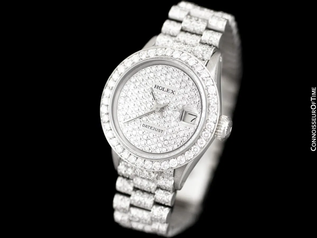 Rolex Super President Ladies Datejust 18K White Gold & 6 Ct. Diamond Watch