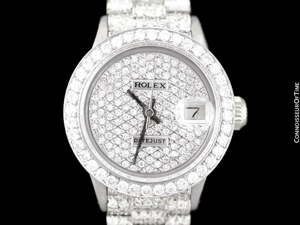 Rolex Super President Ladies Datejust 18K White Gold & 6 Ct. Diamond Watch