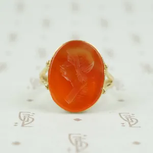 Roman Carnelian Portrait Intaglio Ring in 18k Gold