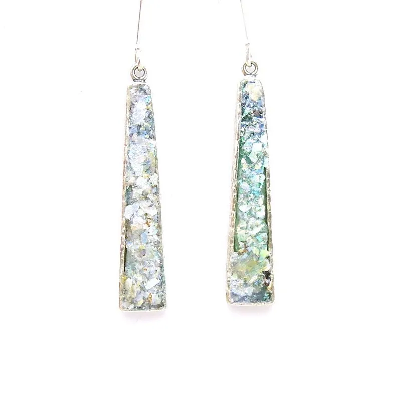 Roman Glass Earrings 925 Sterling Silver  Handmade Hadar Designers  (as 408510)