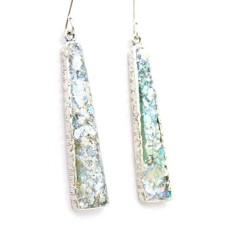 Roman Glass Earrings 925 Sterling Silver  Handmade Hadar Designers  (as 408510)