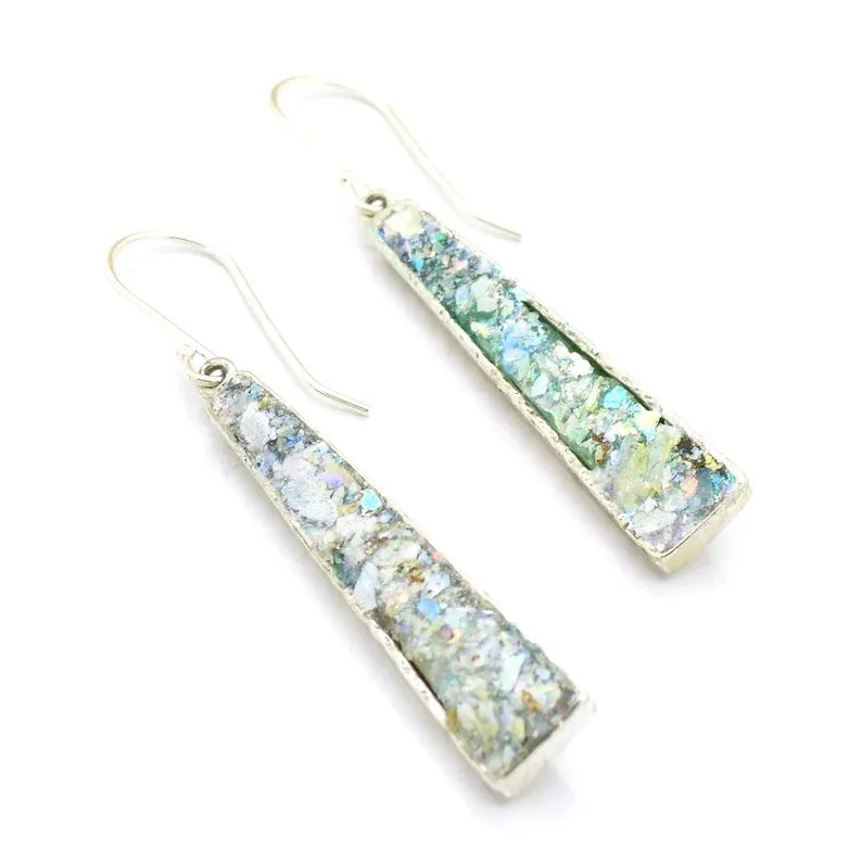 Roman Glass Earrings 925 Sterling Silver  Handmade Hadar Designers  (as 408510)