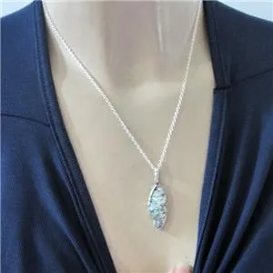 Roman Glass Marquise Necklace Pendant 925 Silver Handmade Hadar Designers(AS)y